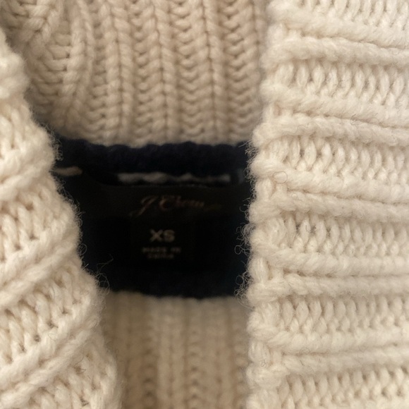 J. CREW Kangaroo Pocket Turtleneck Sweater blue and white stripe cable Xs - Picture 6 of 8